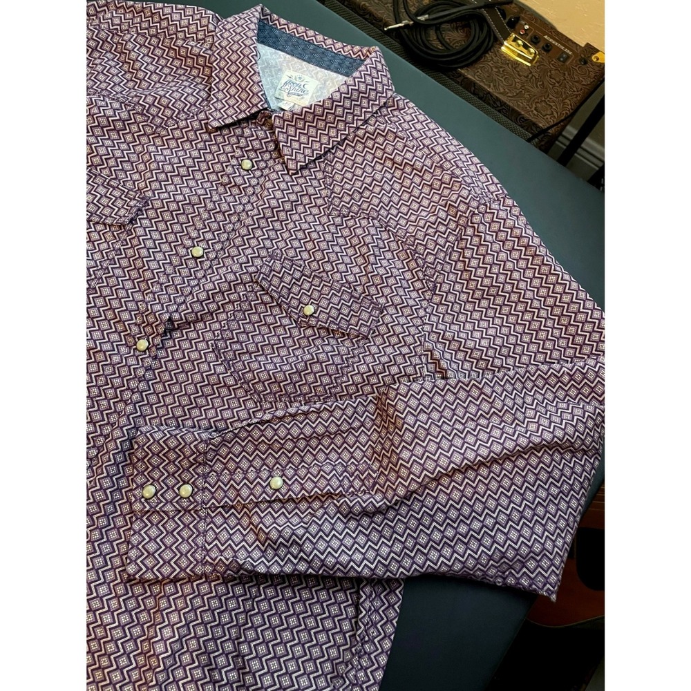Moonshine Spirits XL Purple Geometric Snap Button Western Shirt Long Sleeve